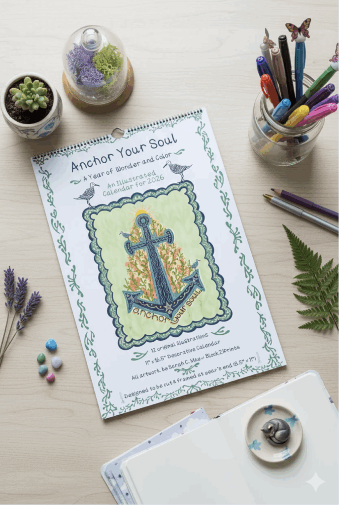 Anchor Your Soul: Decorative Art Calendar by Sarah C. May of Block21Prints — 2026 wall calendar featuring unique artwork.