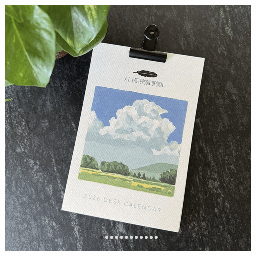 Mini Paintings Calendar by A.T. Patterson Design — 2026 wall calendar featuring unique artwork.