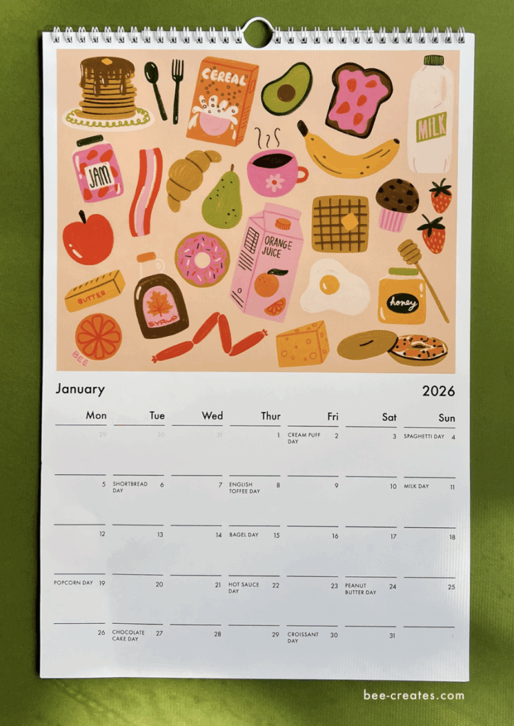 Full Plate by Bella of Bee Creates — 2026 wall calendar featuring unique artwork.